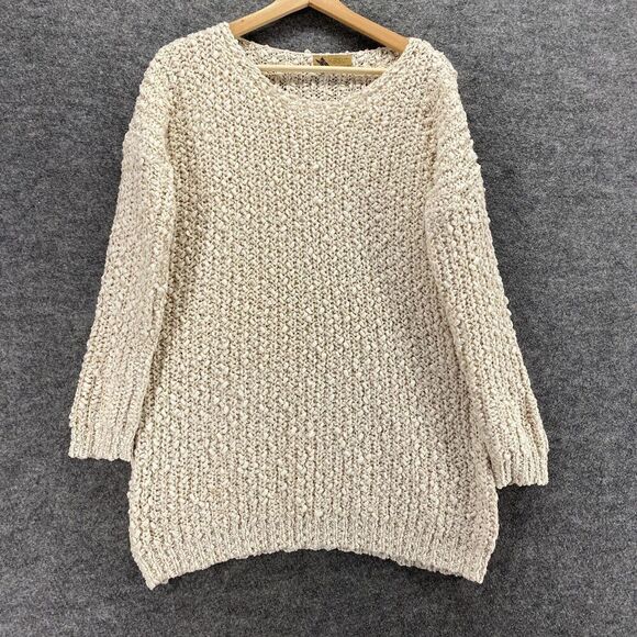 Katsumi Sweater Pullover Women S Small Beige Knit Long Sleeve Round Neck Casual - Picture 1 of 9